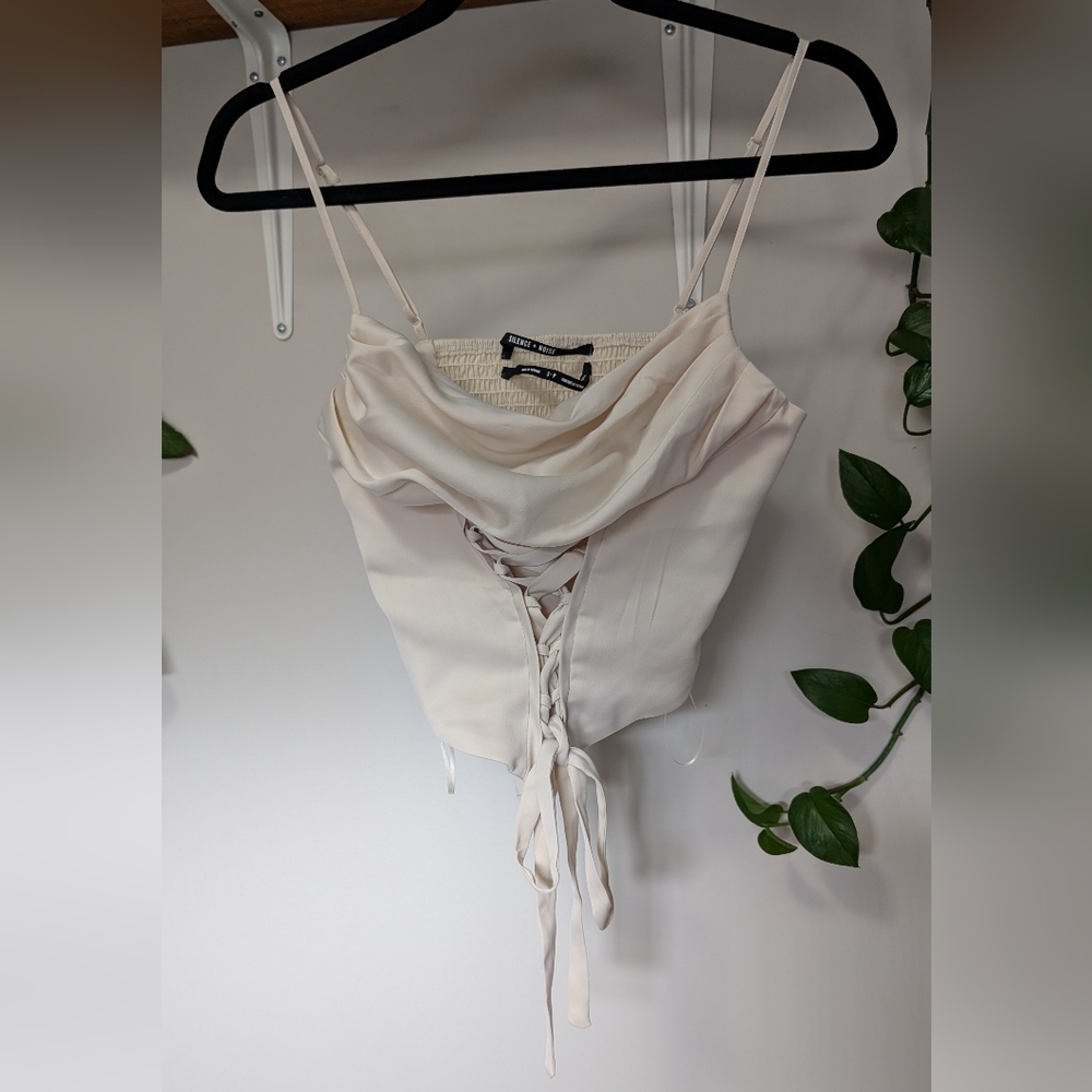 Urban Outfitters Ivory Corset Tie Top